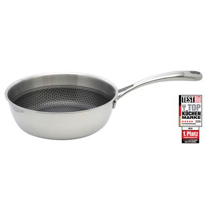 Sauteuse ELO PREMIUM "Relief Evolution Sauteuse", silber (edelstahl), B:25,5cm H:8,5cm L:44,5cm Ø:24cm, Töpfe, durchgehender Aluminium-Kern, außen magnetischer Edelstahl