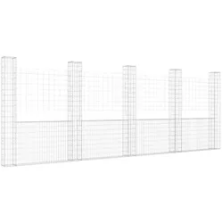 vidaXL Gabionenkorb U-Form mit 5 Säulen Eisen 500x20x200 cm
