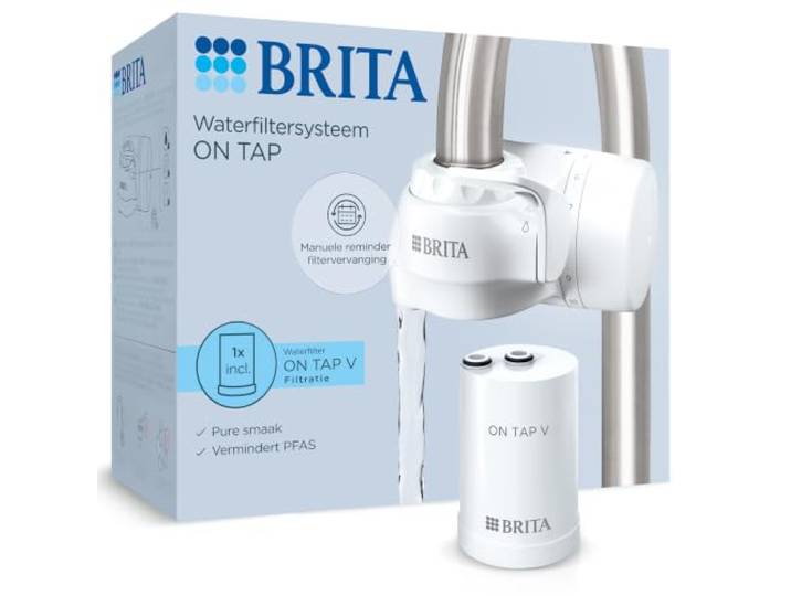 BRITA ON TAP V incl. 1 x kraanwaterfilter V (4 maanden) - vermindert chloor, PFAS, kleine deeltjes en metalen - handmatige filterduurindicator
