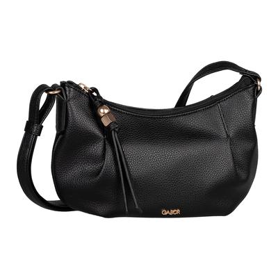 Umhängetasche GABOR "Sedine", Damen, Gr. B/H/T: 28cm x 18cm x 10cm, schwarz, Lederimitat, Taschen Umhängetasche, Damen Schultertasche mit Logo-Applikation