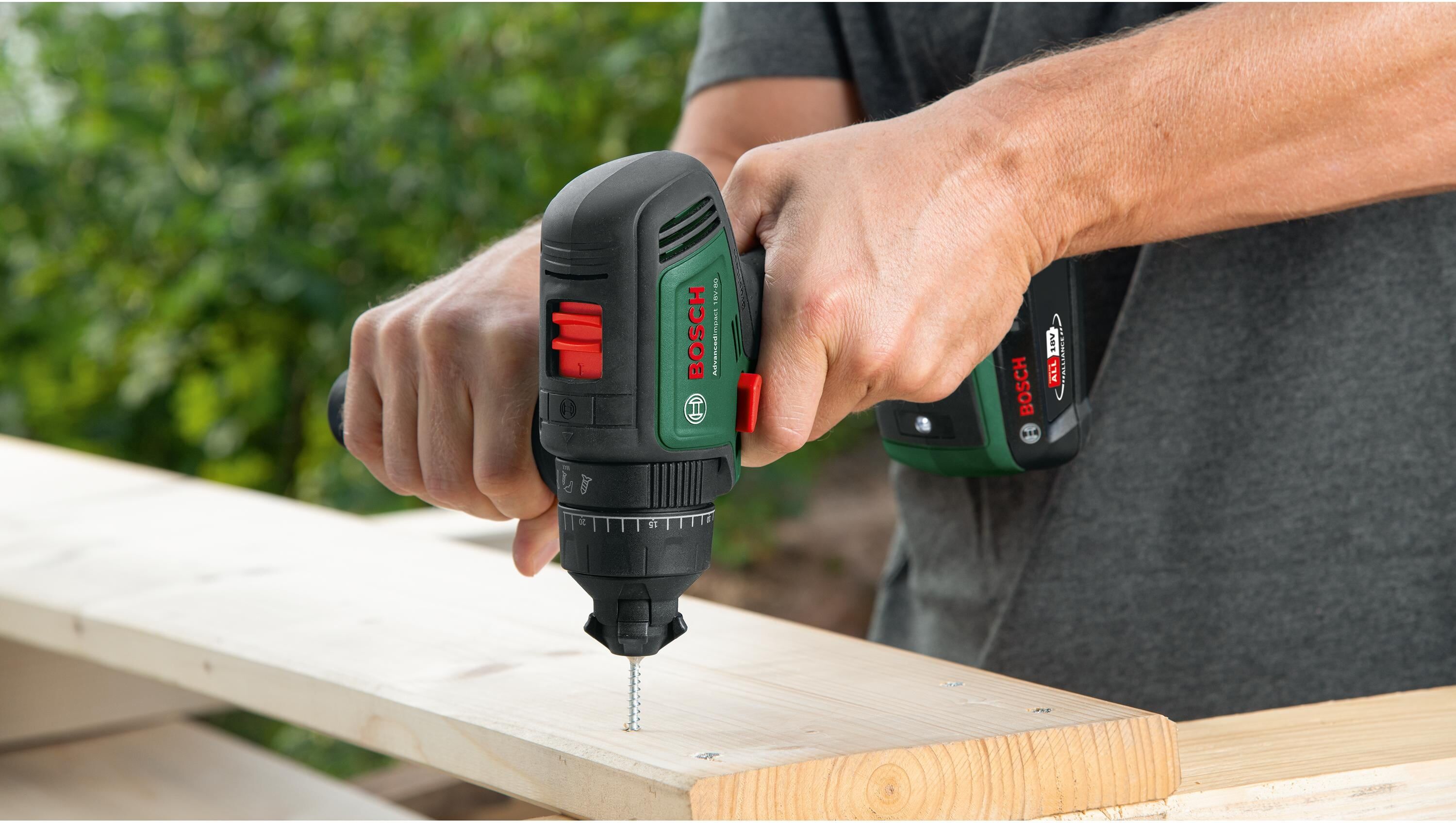 Akku-Schlagbohrmaschine BOSCH "AdvancedImpact 18 V-80 2 x Akku", grün (bunt), B:386mm H:102mm L:291mm, Bohrmaschinen, Akku-Schlagbohrmaschine bunt Einheitsgröße