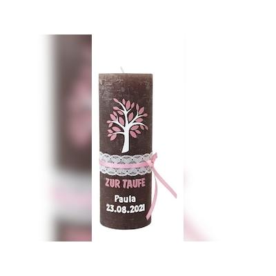 Wiedemann Kerzen Taufkerze Mädchen verziert 190 x 68 mm, mit individueller Namensverzierung