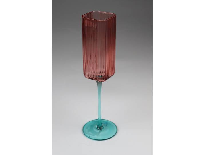 Sektglas AM DESIGN Handgefertigt , rosa (pink, blau), B:8cm H:25cm, Glas, Trinkgefässe, Sektglas, 3er Set