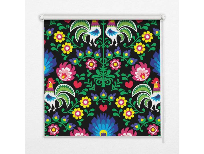 Tulup Innenrollo - Fensterrollo - Rollo - 150x180 cm - Bunte Hähne, Blau, Kunststoff, Rechteckig, 150x180x0.5 cm, Heimtextilien, Vorhänge, Rollos