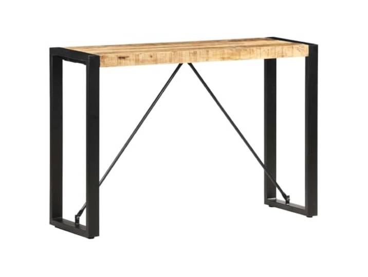 Coespram Konsolentisch Massivholz Mango Flurtisch 110x35x76 cm Handgefertigter Anrichtetisch aus rauem Echtholz mit schwarzen Stahlbeinen fuer Flur, Wohnzimmer und Schlafzimmer.