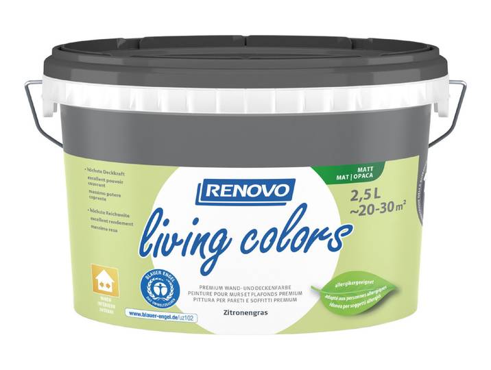 Renovo Living Colors Wand- und Deckenfarbe Zitronengras 2.5 l