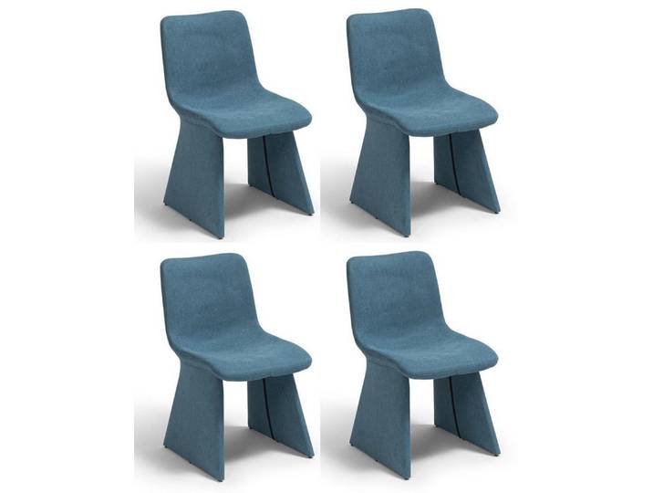 JVmoebel Esszimmerstuhl Stuhl Set Modernes Design Blau Textil Stoff Stabil Ergonomisch Bequem, Made in Europa