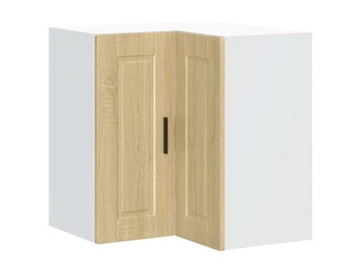 GPWERSDF Küchen-Eckhängeschrank Porto Sonoma-Eiche Holzwerkstoff Wandmontage, Viel Stauraum, Pflegeleicht, Feuchtigkeitsbeständig, Mit Türen