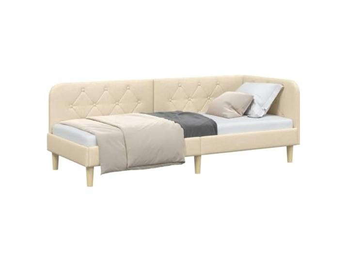 KTHLBRH Eckbett Creme 80 x 200 cm Stoff Wendbare Armlehnen, Schlafsofa, weiches Polyester, platzsparendes Design