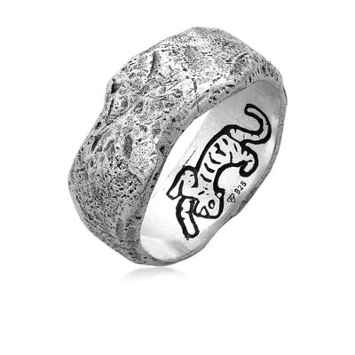 Silberring HAZE & GLORY "Ring Bandring - El Tigre Small 925 Silber" Gr. 64, silber, Fingerringe, Herren, 64, Silber 925 (Sterlingsilber), Silberring