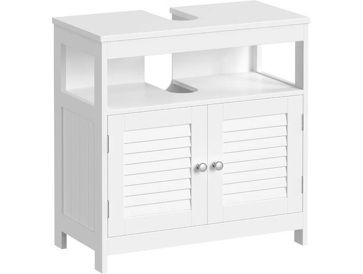 Waschbeckenunterschrank mit Lamellentüren wolkenweiss