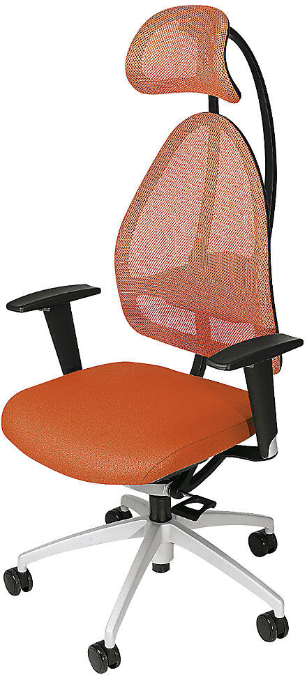 Design-Bürostuhl, Netzrückenlehne, orange, mit Kopfstütze Topstar
