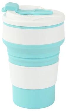 Uplift Picks 350ML Collapsible Cup Silicone Travel Cup Foldable Coffee Mug With Lid blue