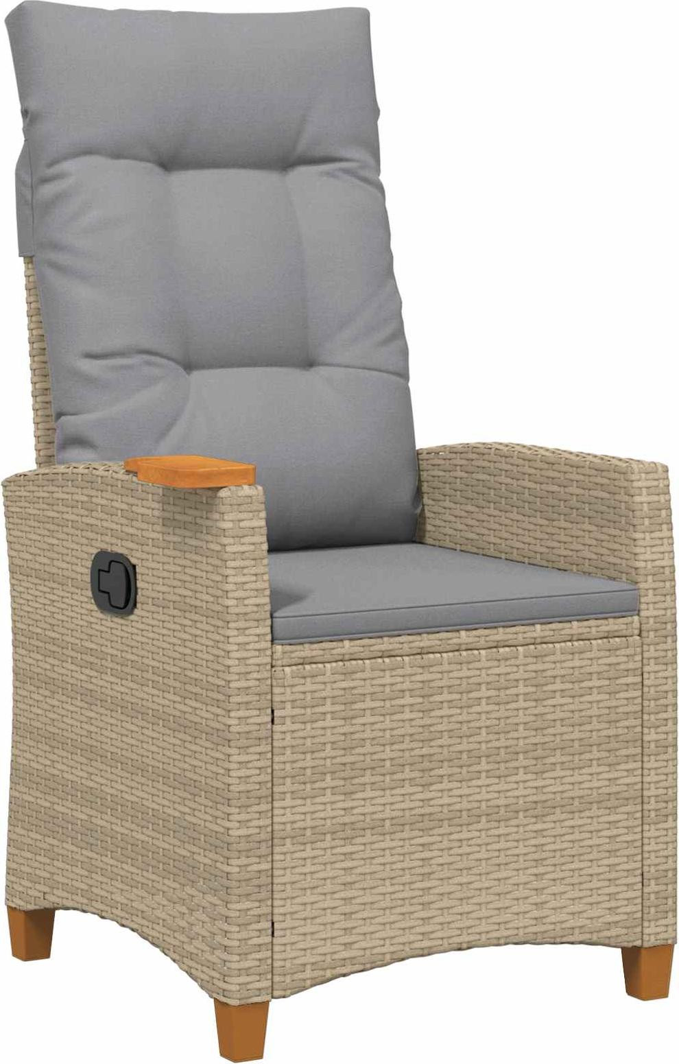 vidaXL Ligbed met bijzettafel, beige en lichtgrijs, van polyrotan