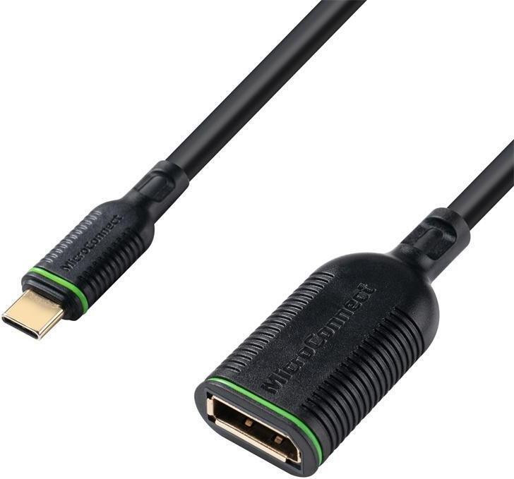MicroConnect USB-C naar DisplayPort kabel, 0,2 meter, recht, mannelijk naar vrouwelijk