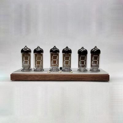 Uplift Picks IV11 VFD Tube Clock With LED Backlight And Retro Wood Base a