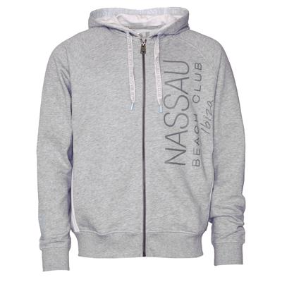 Sweatjacke NASSAU BEACH "NB22008", Herren, Gr. 50M, grau (grau melange), 90% Baumwolle, 10% Viskose, Sweatjacken Sweatjacke