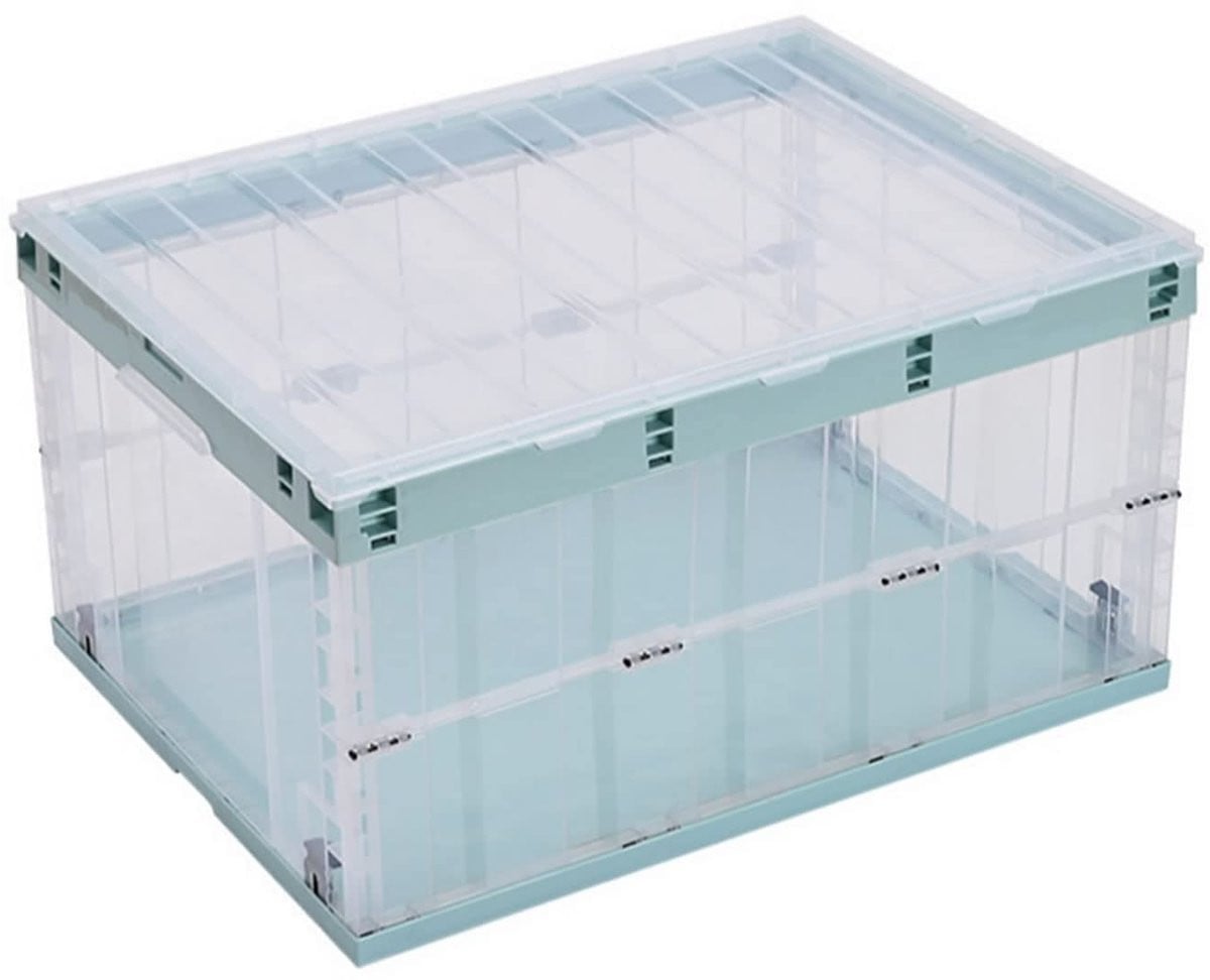 Merkloze opvouwbare en stapelbare opbergdozen met handgrepen, groen, plastic