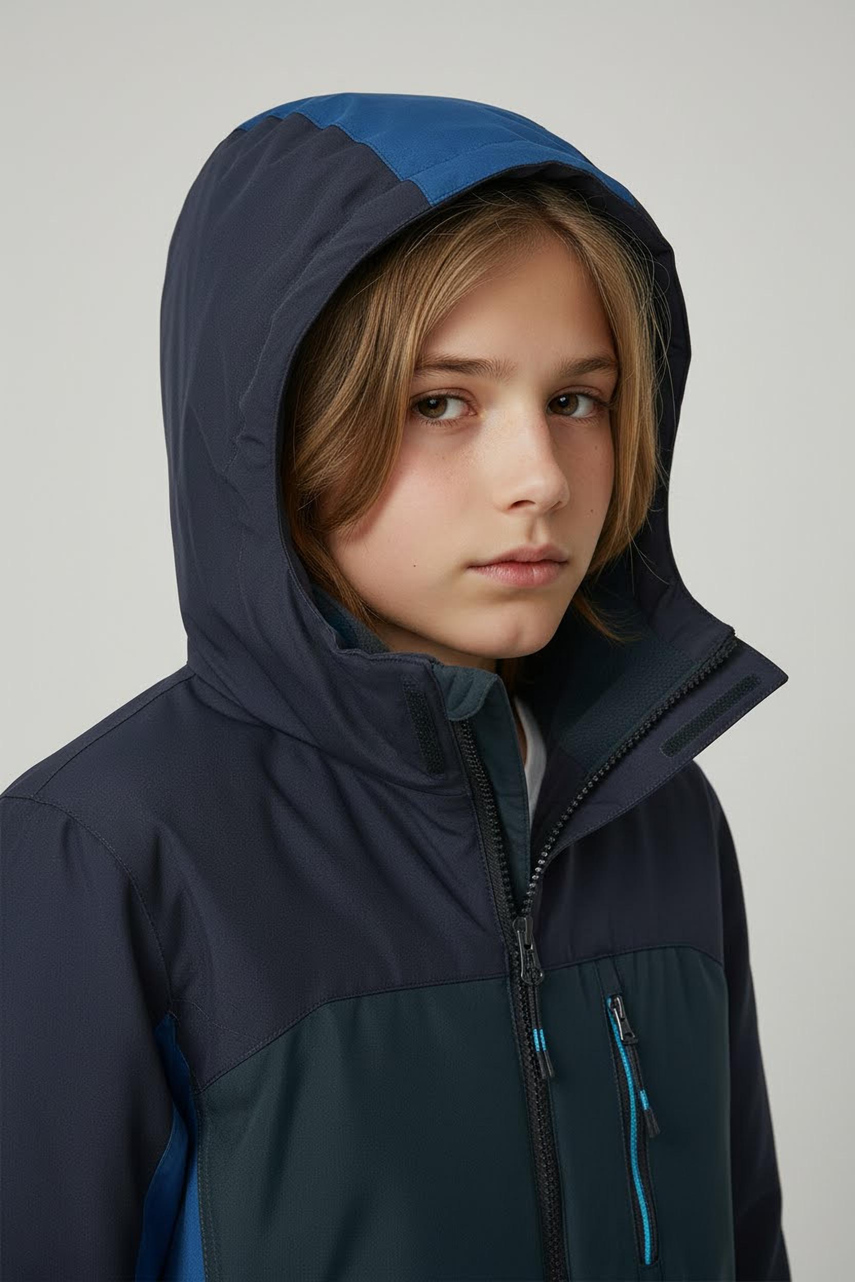 Outdoorjacke KILLTEC "KOW 223 BYS JCKT", Kinder, Gr. 140, blau (nachtblau), Web, Obermaterial: 100% Polyester. Futter: 100% Polyester. Wattierung: 100% Polyester, Jacken Outdoorjacke, mit Schneefang innen, wasserdicht nachtblau 140