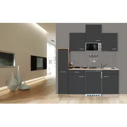 Respekta Küchenzeile KB180ESGMI 180 cm Grau-Eiche Sägerau Nachbildung