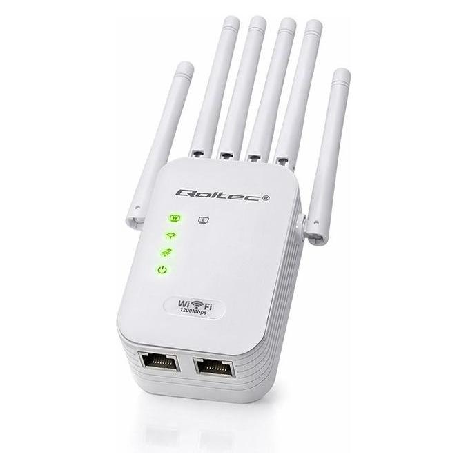 Qoltec Wzmacniacz sygnałuWiFi 6 | Repeater | Access Point | AX1200 | 6 Anten | 2x RJ45 | 128MB (57068)