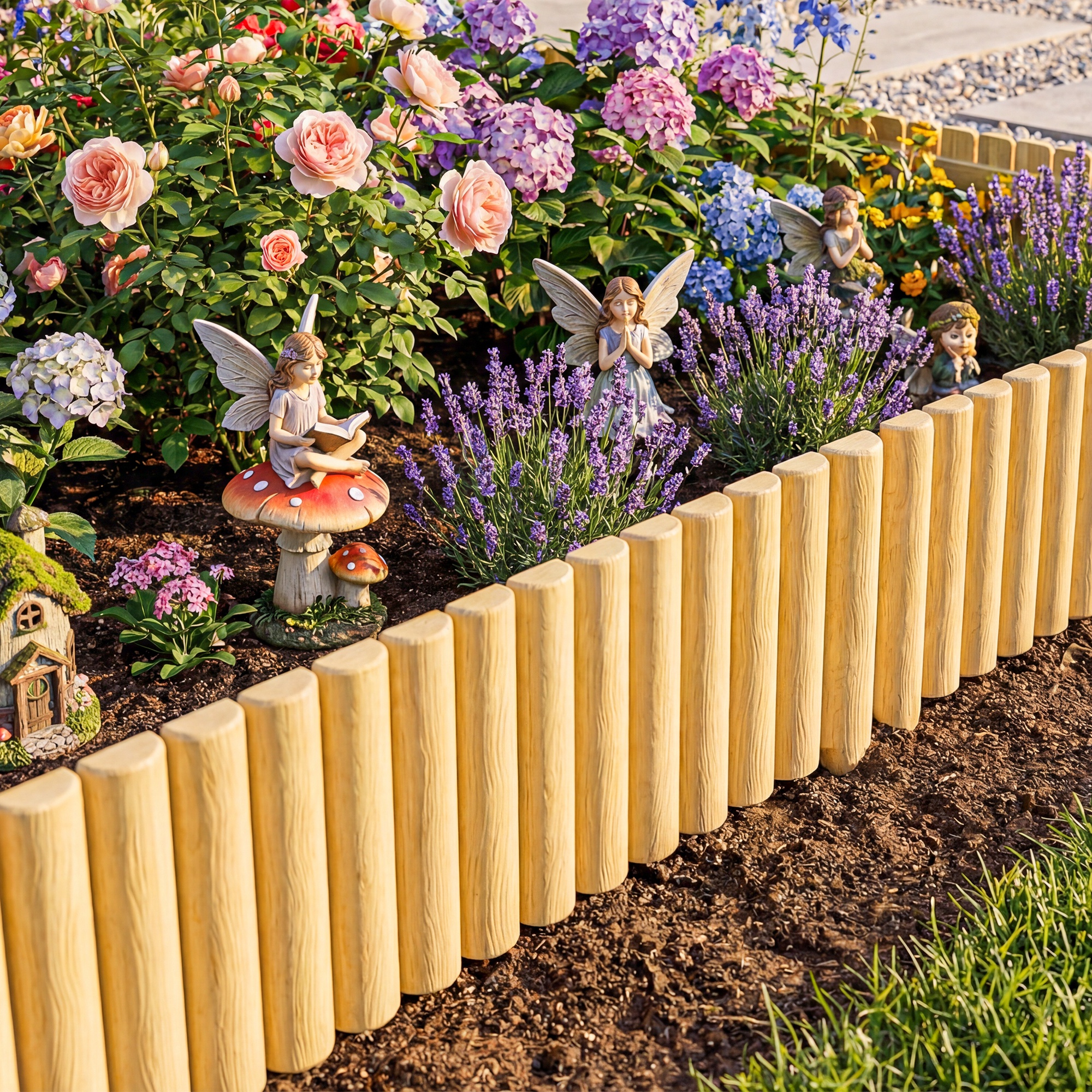 Outsunny Recinzione da giardino in legno Pannello decorativo resistente e facile da installare per cortile prato sentiero 176x38 cm naturale   Aosom Italy