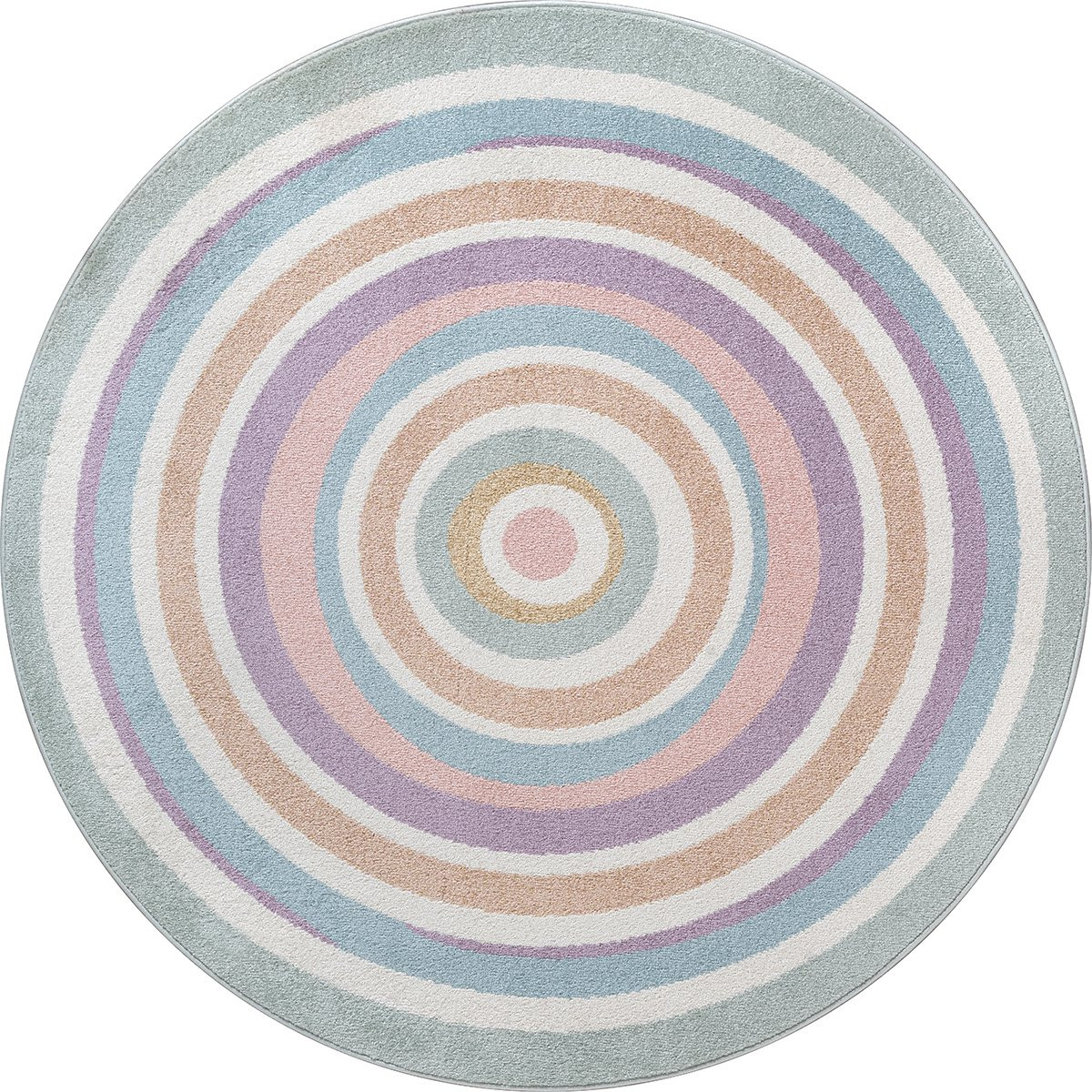 The Carpet Beat Kids Rond kindertapijt met regenboogringen, multicolor, Diameter: 120 cm