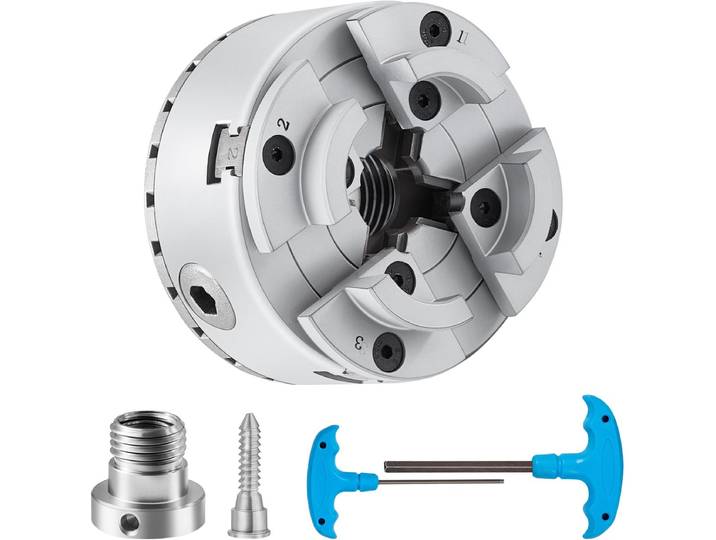 VEVOR KP2-3/4 Klauwplaat 4-klauw φ70mm Klauwplaat Gemaakt van 45# Klembereik 30-47mm Boorkop Interne Draad 1x8 TPI Draaibank Uitlijningsnauwkeurigheid ≤0\,3mm Draaibank Klauwplaat Draaibank Klauwplaat