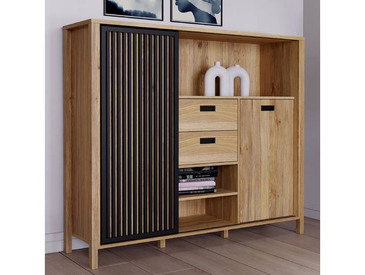 Buffet haut - Largeur 150 cm 150 x 130 x 40cm Marron/Noir