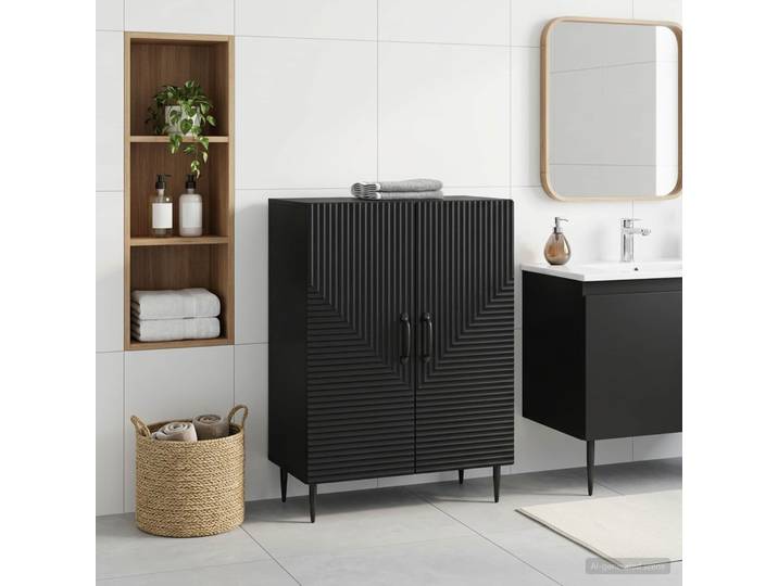 vidaXL Badezimmer Aufbewahrungsschrank HAARLEM Schwarz