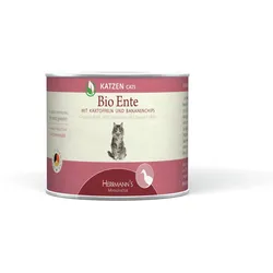 Herrmann's Selection 200g Dose Katzennassfutter 12 x 200 Gramm Bio Ente mit Kartoffeln & Banane