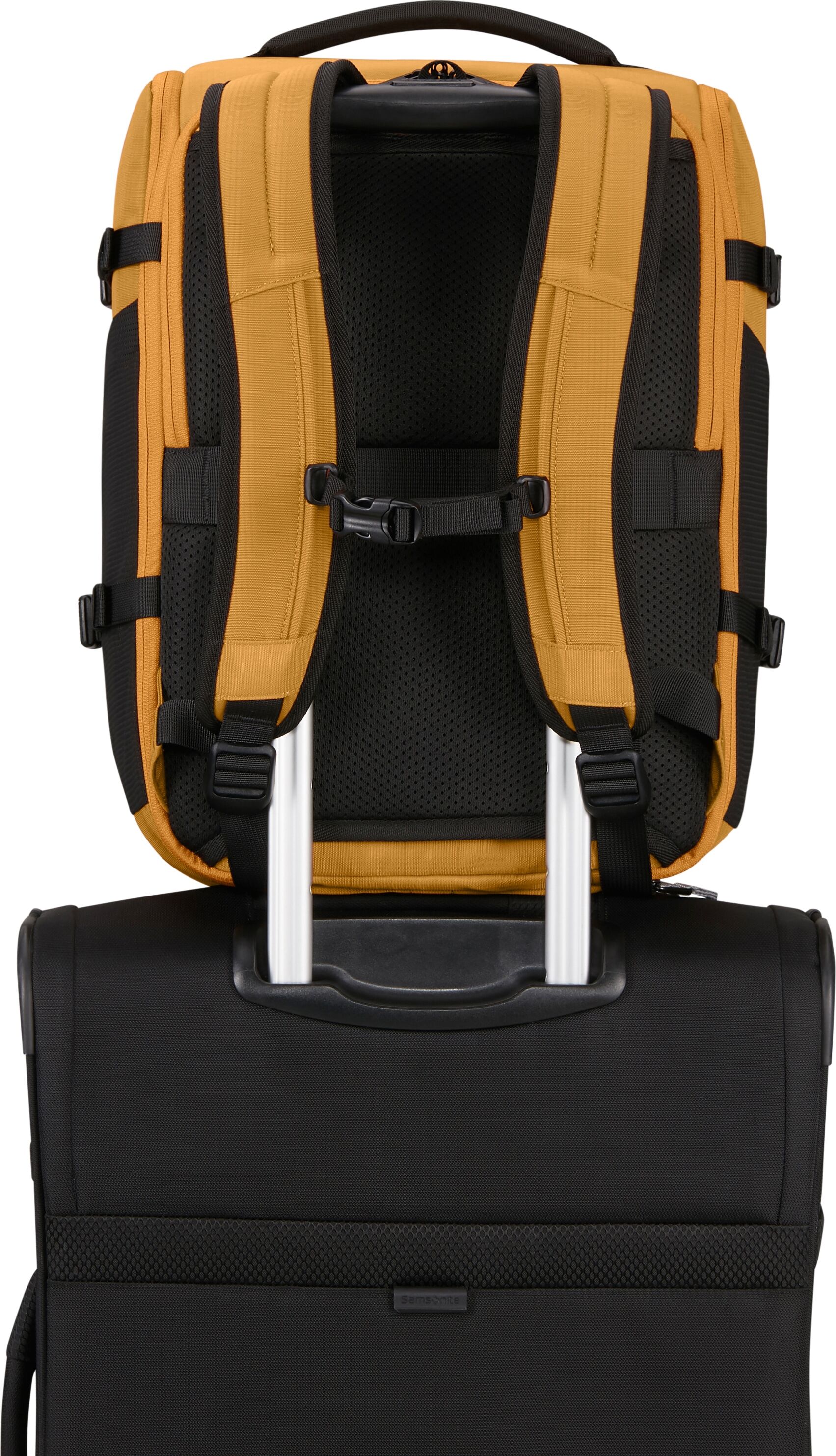 Reiserucksack SAMSONITE "2FIT", Gr. B/H/T: 30cm x 40cm x 20cm, gelb, Textil, Rucksäcke Reiserucksack, Unisex, Freizeitrucksack, handgepäcktauglich gemäß IATA-Empfehlung
