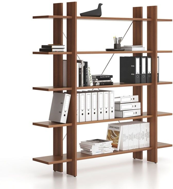 B2B Partner Büroregal, hoch, lang SOLID, 1800 x 400 x 1825 mm, Nussbaum