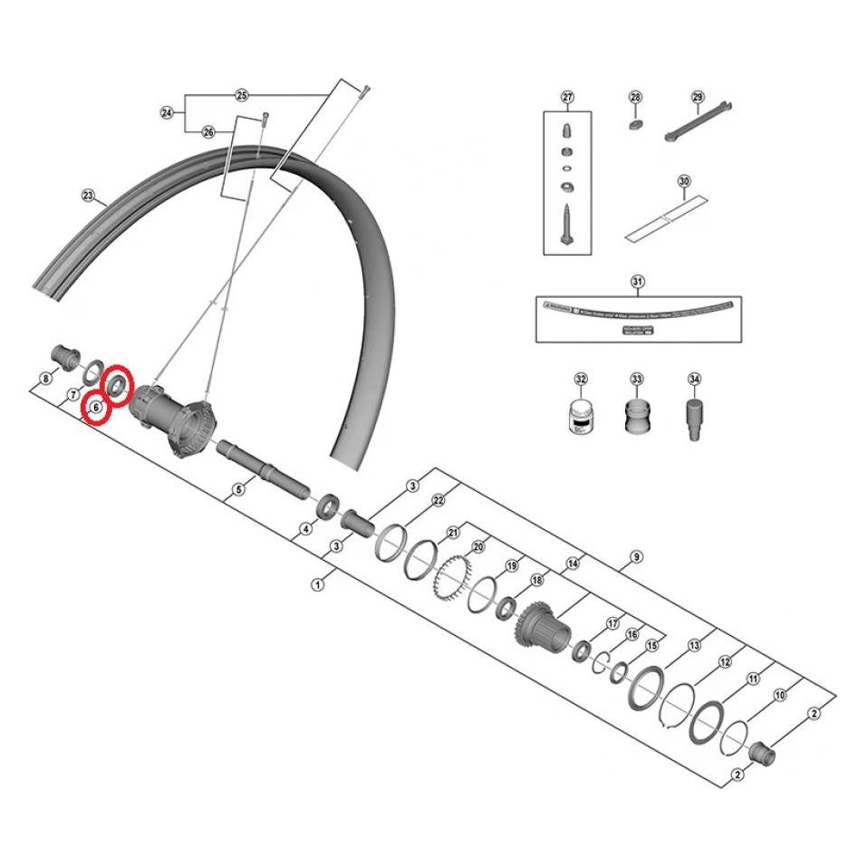 Shimano gedichtetes Patronenlager f.WH-M9200 Hinterrad 15x24x5mm (66448001)