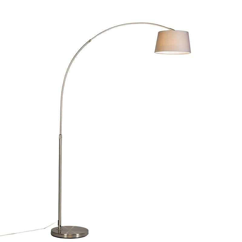 Qazqa Arc Basic Smart Booglamp - Grijs - Staal - WiFi - Dimbaar - Hoogte: 170 cm