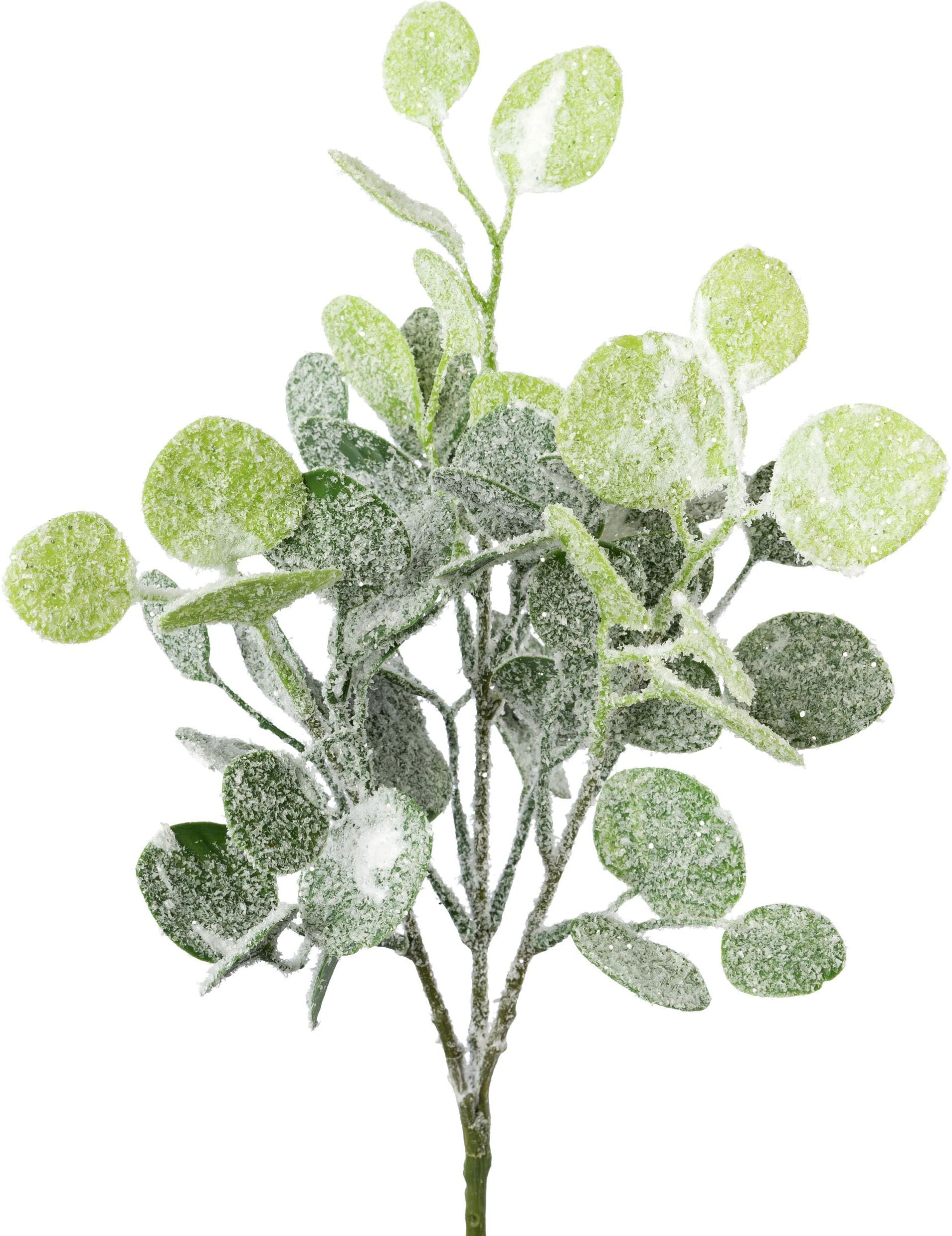 Winterliche Kunstpflanze CREATIV GREEN "Weihnachtsdeko", grün, H:38cm, Kunststoff, Kunstpflanzen, Winterliche Kunstpflanze, Zweige mit künstlichem Schnee bedeckt, 3er-Set