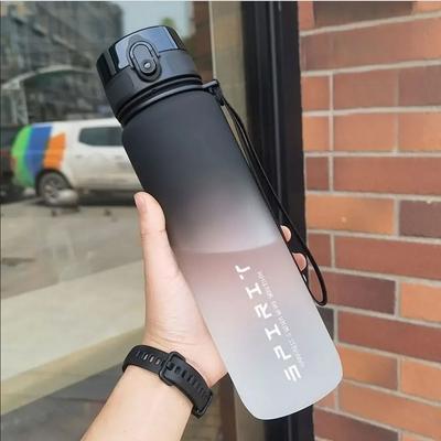 Uplifted Goods Large Capacity Sports Water Bottle With Motivational Markings For Travel Gym And Outdoor Use black White 16.9 Oz.