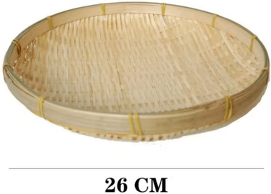 Inspire Picks Handmade Woven Bamboo Bread Basket Tray For Kitchen & Table Serving 26cm