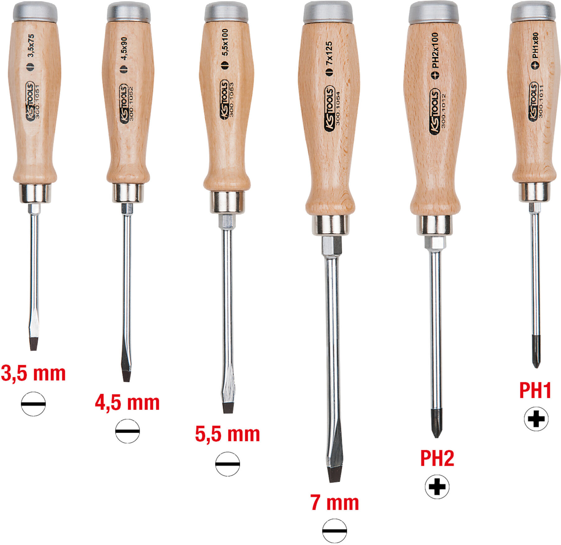 KS Tools ERGOTORQUE WOODmax Schlag-Schraubendreher-Satz, 6-teilig (300.1050)