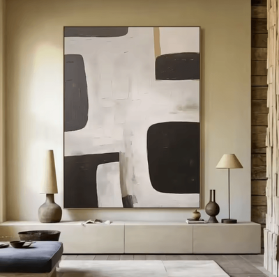 Inspire Curations Large Beige Textured Abstract Canvas Minimalist Neutral Wall Art Decor g 50x70cm