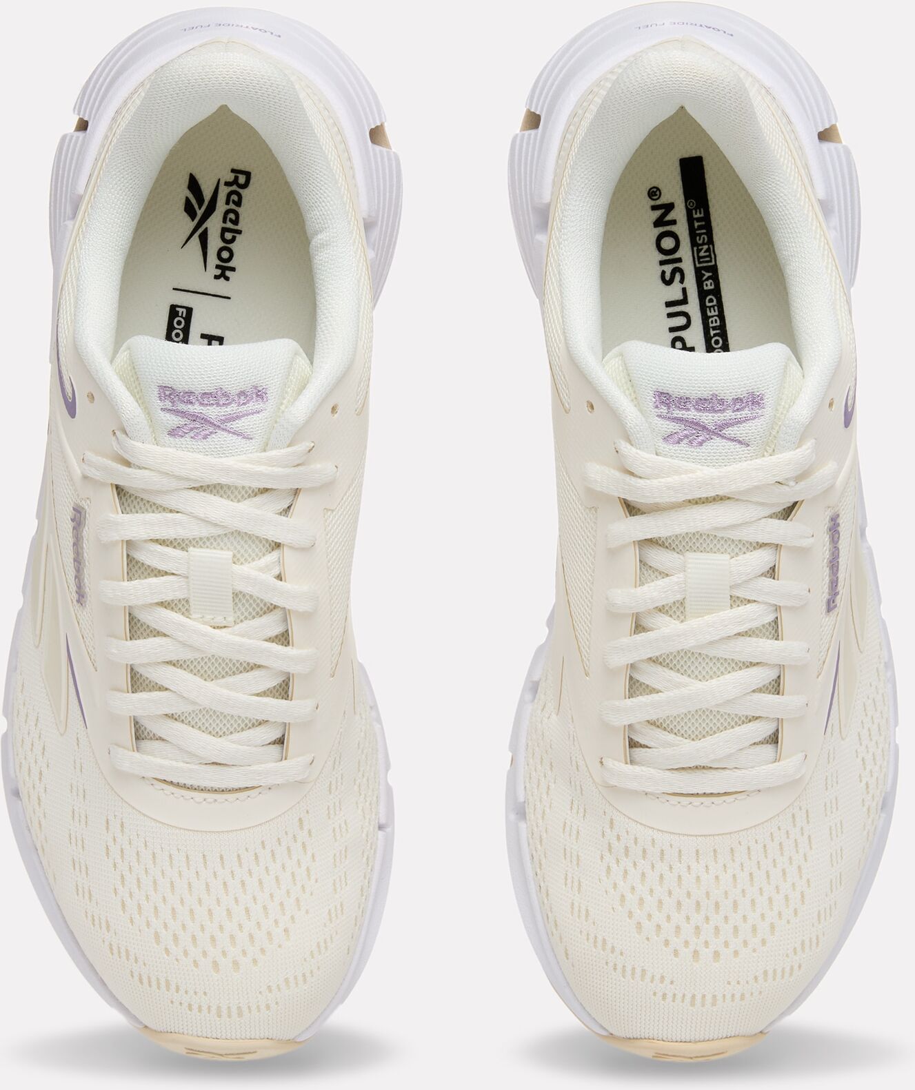 Laufschuh REEBOK "ZIG DYNAMICA 6", Damen, Gr. 42,5, beige (chalk, weiß), Synthetik, Textil, Schuhe Laufschuh, mit reaktionsfreudiger Dämpfung und flexibler Sohle