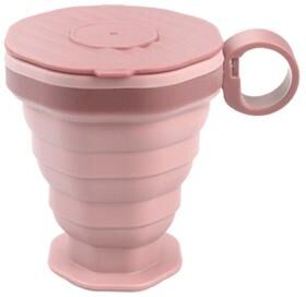 Uplifted Trends Collapsible Travel Cup With Lid Portable Folding Coffee And Mouthwash Cup pink