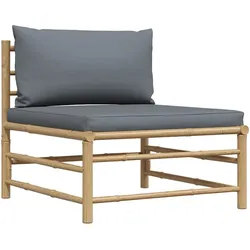 vidaXL Garten-Mittelsofa mit Dunkelgrauen Kissen Bambus