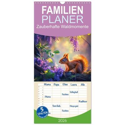 Familienplaner 2026 - Zauberhafte Waldmomente mit 5 Spalten (Wandkalender, 21 x 45 cm) CALVENDO