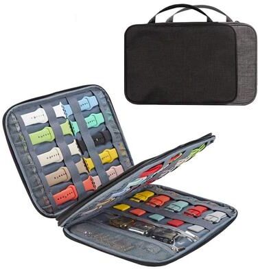 Uplifted Finds Watch Band Organizer Carrying Case Travel Pouch For Watch Straps double Layer Black