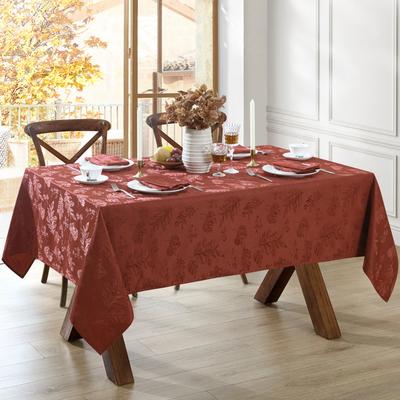 Threadmade Elegant Woven Leaves Jacquard Damask Tablecloth