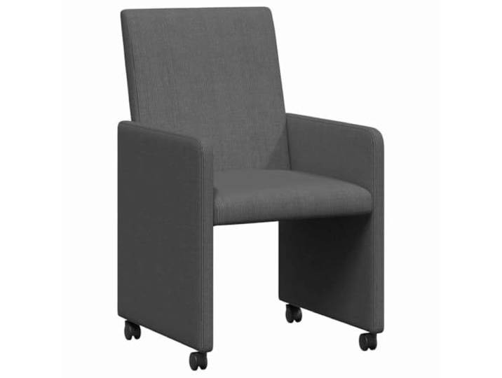 KGHERMDF Esszimmerstühle mit Rollen 2 Stück Dunkelgrau 57x66x94 cm Cord-Stoff, Ergonomisches Design, Schmale Armlehnen, Sperrholz und Metall, Schnelle Montage