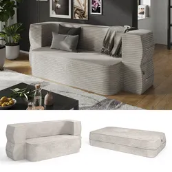 Vicco Sofa Lille Beige 190 cm mit Schlaffunktion
