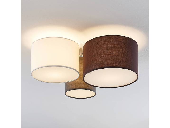 Deckenlampe Laurenz Lindby, dimmbar, alu / grau / zink, für Wohn- / Esszimmer, Textil / Stoff / Seide, Modern, Deckenlampe