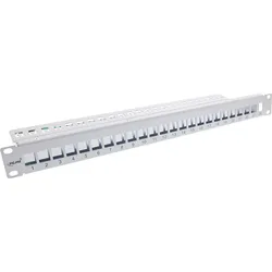 INLINE Patchfeld 24-fach, Keystone Leerblech Patchpanel, 19", 1HE, lichtgrau